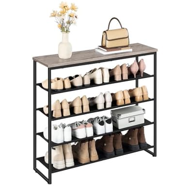 HOOBRO Shoe Rack, 5 Tier Shoe Storage Organizer with 4 Oxford Fabric Shelves and Top Panel, Holds 16-20 Pairs of Shoes, for Entryway and Closet, Industrial, Greige and Black BG50XJ01 - Image 8