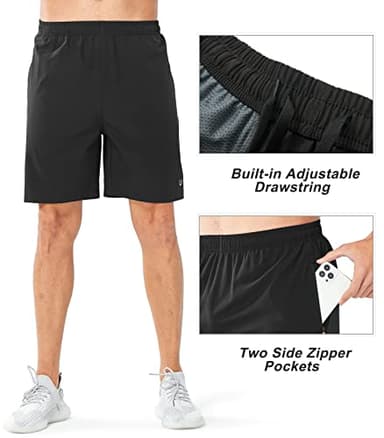 NORTHYARD Men's Athletic Running Shorts Quick Dry Workout Shorts Lightweight Sports Gym Basketball 7"/ 9"/ 5" Tennis Hiking Exercise Black-7 inches 2XL - Image 3