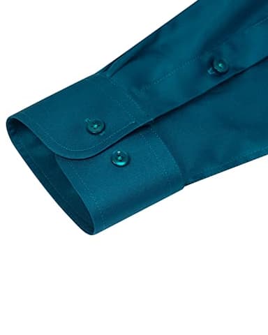 Alimens & Gentle Men's Dress Shirts Long Sleeve Wrinkle-Free Stretch Shirts Solid Formal Button Down Shirt with Pocket Green - Image 6