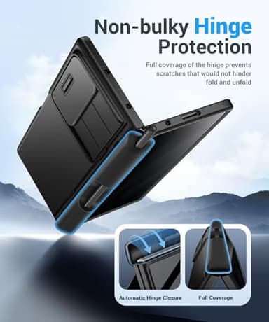 BERFY for Z Fold 6 Case with Privacy Screen Protector, [Anti Spy] Built-in S Pen Holder, Slide Camera Cover, Hidden Kickstand, Full Body Shockproof Slim Phone Case for Samsung Galaxy Z Fold 6, Black - Image 8
