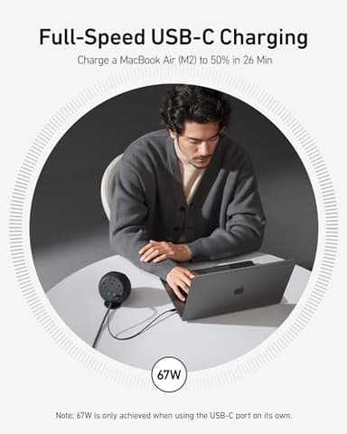 Anker MagGo Magnetic Charging Station, Qi2 Certified 15W Ultra-Fast MagSafe Wireless Charger for iPhone 15/14/13, 8-in-1 Power Strip with 3 AC and 4 USB Desktop Charger for MacBook and More - Image 5