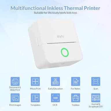 mafiti Thermal Pocket Printer Portable Inkless Bluetooth Mini Sticker Wireless Lable Printer Pictures Print for Scrapbook Journal Sticky Label with 6 Rolls Thermal Paper - Image 4