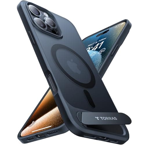 TORRAS Strong Magnetic & Seamless Stand for iPhone 16 Pro Case, [18N Mighty Magnetic] [12FT Mil-Grade Drop Tested] [Fit for MagSafe] Kickstand Protective Slim Phone Case for iPhone 16 Pro 6.3", Black - Image 1