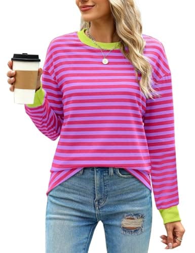GKBK Striped Shirt Women Casual Long Sleeve Tops Lightweight Crewneck Tunic Tops Fashionable Fall Winter - Image 1