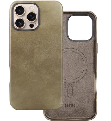 Le Pelle - Handcrafted Premium Italian Leather Case for iPhone 16 Pro - Compatible with Magsafe - Two-Tone Effect with Unique Patina Over Time - Sand Dune - Image 1