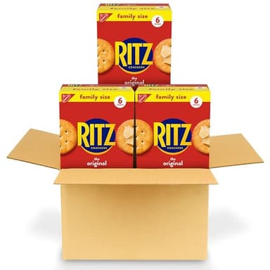 RITZ Original Crackers, Snacks for Kids and Adults, Bulk Lunch Snacks, Family Size, 3 Boxes - Image 1
