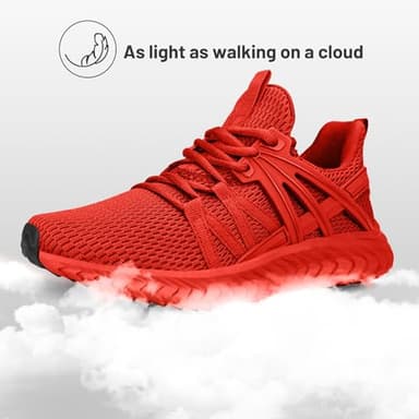 Abboos Womens Walking Shoes- Memory Foam Lightweight Tennis Shoe Sports Shoes Gym Slip On Running Sneakers Red Size 7 - Image 4