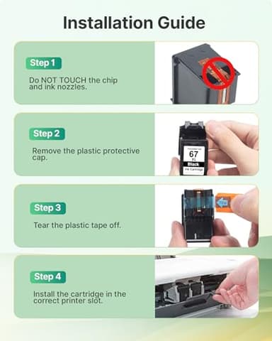 67 Ink 67XL Black Ink Cartridge Compatible for HP Ink 67 XL for HP DeskJet 2855e 2827e 2755e 2700e 2755 2755e 2742e 4100 4100e 4155e 4152 4152e Envy 6000 6400 6400e 6055e 6052e 6455e 6458e (2-Black) - Image 6