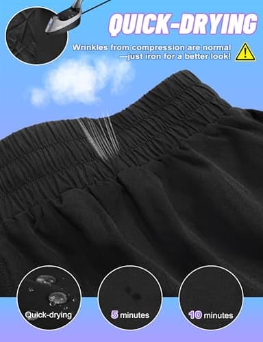 DDOBB High Waisted Running Shorts for Women with Pockets, 2.5" Black Athletic Workout Gym Yoga Spandex Dolphin Elastic Shorts Black Large - Image 2