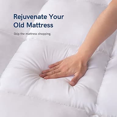 ELEMUSE Queen Mattress Topper for Back Pain, Extra Thick Mattress Pad Cover, Plush Soft Pillowtop with Elastic Deep Pocket, Overfilled Down Alternative Filling - Image 4