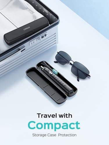 COSLUS Sonic Electric Toothbrush for Adults: 47000 VPM for Deep Cleaning & Whitening with Travel Case - 5 Modes for Sensitive Teeth & Braces, Wireless Charging, 6 Brush Heads for Home Family, Black - Image 6