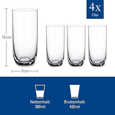 Villeroy & Boch La Divina Longdrink Glass, Set of 4, Tall Glass for Water/Cocktails, 14.75 oz, Crystal - Image 3