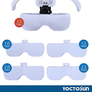 YOCTOSUN LED Head Magnifier, Rechargeable Hands Free Headband Magnifying Glasses with 2 Led, Professional Jeweler's Loupe Light Bracket and Headband are Interchangeable - Image 8