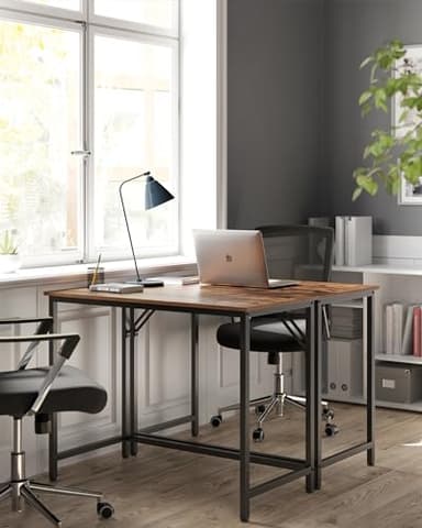 VASAGLE Computer Desk, Gaming Desk, Home Office Desk, for Small Spaces, 19.7 x 39.4 x 29.9 Inches, Industrial Style, Metal Frame, Rustic Brown and Black ULWD41X - Image 2