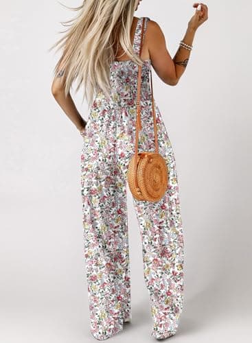 Dokotoo Loose Jumpsuits for Women Overalls Oversized Solid Color Wide Leg One Piece Sleeveless jumpsuit Long Pant Romper with Pockets 2025 Fashion Printed Light Pink Large - Image 3