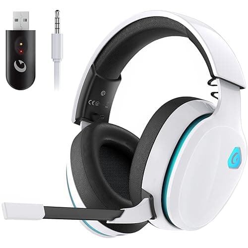 Gtheos 2.4GHz Wireless Gaming Headset for PS5, PS4 Fortnite & Call of Duty/FPS Gamers, PC, Nintendo Switch, Bluetooth 5.3 Gaming Headphones with Noise Canceling Mic, Stereo Sound, 40+Hr Battery -White - Image 1