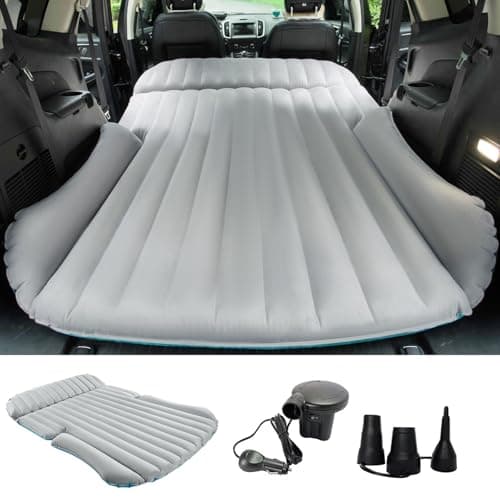 KMZ SUV Air Mattress Double-Sided Car Mattress Camping Bed Inflatable Bed with Electric Pump for SUV Trunk and Rear Seat - Gray and Blue (Without Pillows) - Image 1