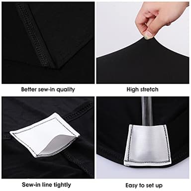 BDDC Table Covers for 6 Foot Tables, Black Washable and Wrinkle Resistant Stretch Tablecloths Rectangle 6ft for Events, Wedding, Banquets, Parties - Image 2