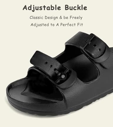 Pisumg Kids Slides Sandals Double Buckle Adjustable Boys Girls - Image 3