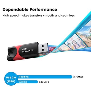 KOOTION 128 GB USB 3.0 Flash Drive Thumb Drive Retractable 128G Zip Drive Ultra High Speed USB Stick Jump Drive Rugged Memory Stick with LED Indicator for Data Storage and Transfer - Image 4