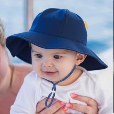 HONGTEYA Baby Sun Hat Toddler Girl Beach Hat Adjustable Outdoor Summer Hat UPF 50+ Sun Protection Wide Brim Infant Kids Navy - Image 6