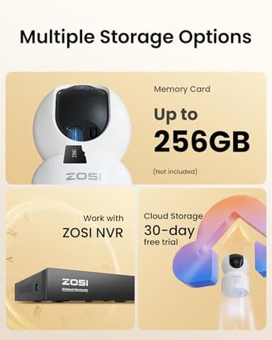 ZOSI C518 4MP Indoor Pan/Tilt Smart Home Security Camera for Pet Dog Baby Monitor,2.4G/5G Dual-Band Plug-in WiFi Cam,Auto-Tracking,Night Vision,Human Detection,2 Way Audio,Cloud&Memory Card Storage - Image 9