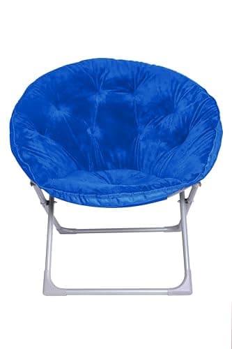 Amazon Basics Faux Fur Saucer Shaped Chair with Foldable Metal Frame, Blue, 32.3"D x 27.2"W x 32.3"H - Image 5