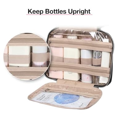 BAGSMART Toiletry Bag Hanging Travel Makeup Organizer with TSA Approved Transparent Cosmetic Bag Makeup Bag for Full Sized Toiletries, Medium-Black - Image 3