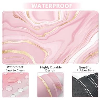 Keyboard Wrist Rest Large Mouse Pad Wrist Support for Computer, 4 in 1 Memory Foam Keyboard Pad Desk Mat Ergonomic Hand Rest Wrist Cushion for Home Office Gaming - Pink Marble - Image 5