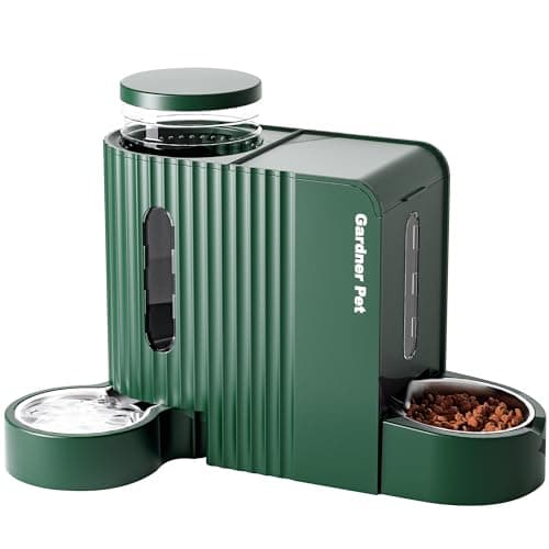 Gardner Pet Automatic Gravity Pet Feeder, 0.8 Gallons*2 Dog Feeder and Water Dispenser Set 100% BPA-Free, 2-in-1 Gravity Feeder with Stainless Steel Bowl for Dogs, Cats, Rabbits, Puppies (Green) - Image 1