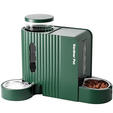 Gardner Pet Automatic Gravity Pet Feeder, 0.8 Gallons*2 Dog Feeder and Water Dispenser Set 100% BPA-Free, 2-in-1 Gravity Feeder with Stainless Steel Bowl for Dogs, Cats, Rabbits, Puppies (Green) - Image 1