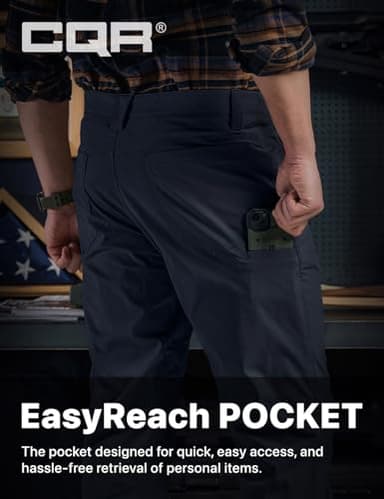 CQR Men's Vent Stretch Pants, Quick Dry Lightweight Casual Cargo Pants, Water Resistant Straight-Fit Utility Work Pants, Sedona Urban Pants Operator Navy, 34W x 32L - Image 4