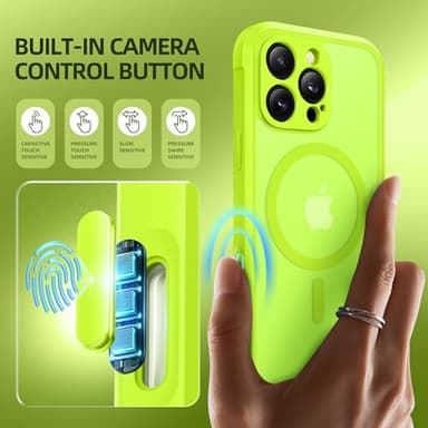 BERFY for iPhone 16 Pro Max Case, Compatible with MagSafe, Built-in 9H Tempered Glass Screen Protector and Camera Protection, Full Body Shockproof Matte Phone case for 16 Pro Max 6.9", Bright Green - Image 2
