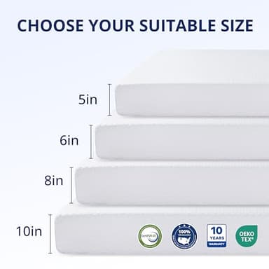 Emerspring Twin XL Mattress 10 Inch Green Tea Memory Foam Mattress for Cool Sleep & Pressure Relief, Medium Feel, Fiberglass Free, Bed in a Box, Removable Washable Cover, CertiPUR-US Certified - Image 2