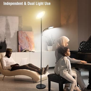 marctronic Floor Lamps for Living Room, 44W/4500LM Super Bright 2 in 1 LED Floor Lamp with Remote, Stepless Dimmable, 69" Tall Standing Floor Lamp with Bendable Reading Light for Bedroom Office - Image 8