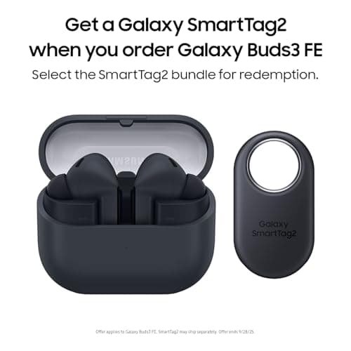 SAMSUNG Galaxy Buds 3 FE (2025) + Galaxy SmartTag2, True Wireless Bluetooth Earbuds, Active Noise Cancellation, Powerful Sound, Clear Calls, Long Lasting Battery, Black [US Version, 2 Year Warranty] - Image 1