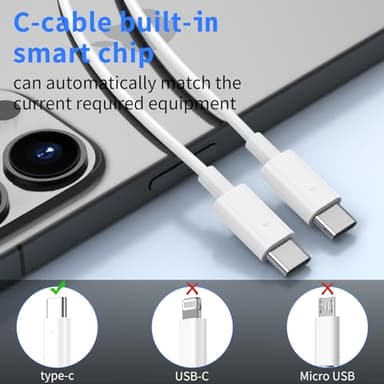 iPhone 16 15 Charger Fast Charging, USB C Charger Block with 2 Pack 6FT Cable for iPhone 16/16 Plus/16 Pro/16 Max/15/15 Pro Max/iPad Pro/AirPods - Image 5