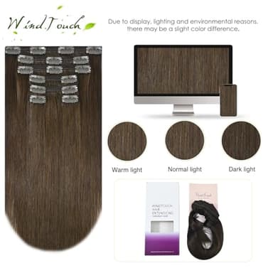 WindTouch Clip in Hair Extensions Real Human Hair #4 Chocolate Brown Hair Extensions Clip Ins 22inch 120g 7Pcs Human Hair Clip in Extensions Soft Straight Human Hair Extensions - Image 5