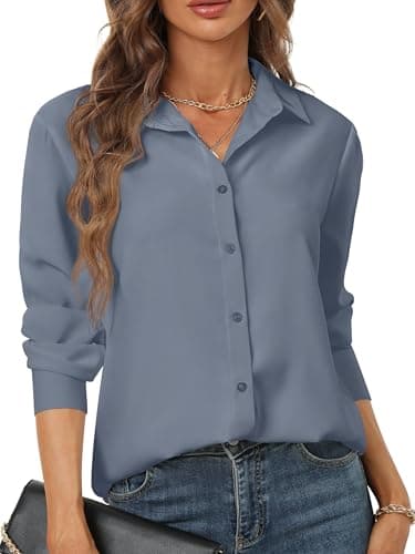 Beach Cover up for Women Womens Button Down Long Sleeve Collar Cute Boho Aesthetic Coverups and Resort wear Women's Beachy ups Shirts Tops Outfits Clothes Shirt Clothing Attire top Grey Size XL - Image 1