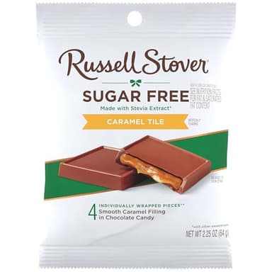 RUSSELL STOVER Sugar Free Caramel Chocolate Candy Tiles, 2.25 oz. bag (Pack of 10) - Image 8