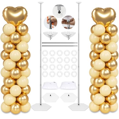 Toosci 2025 Upgraded Balloon Column Stand Kit, 7 Feet Height Adjustable Balloon Tower Pillar with Reusable Metal Telescopic Design for Graduation, Wedding, Baby Shower, Birthday Party Decoration - Image 1