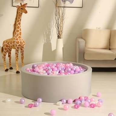 GOGOSO Ball Pits Balls Toddlers 50 100 200 500 Plastics Shape Ball Non-Phthalate Non-BPA Non-Toxic 2.2-Inch Crush Proof Play Balls, Star+Heart Balls,Pearl Pink+Purple,100pcs - Image 5