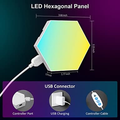 OJQ 8 Pack Hexagon Lights Wall RGB Panel - Hexagonal Led Lights Room Decor Wall Lights Smart APP Music with Sync Honeycomb Shape Panels Hexagon Gaming Night Lights for Bedroom Children - Image 6
