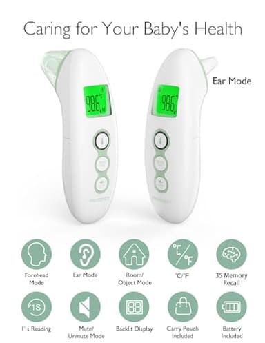 Momcozy Non-Contact Forehead and Ear Thermometer, Digital Infrared Thermometer for Adults and Children, with Child Mode, Fever Alarm Function, Mute and Memory Functions, Fast and Accurate Measurement - Image 5