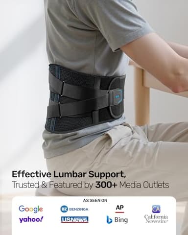 Rakiie Back Brace for Lower Back Pain, 7 Stays Ergonomic Support Brace with Comfortable 3D Pad, Easy to Put On/Off Lumbar Support Belt for Women Men, Pain Relief from Sciatica, Herniated Disc, Size M (Waist: 33.5"-39.4") - Image 7
