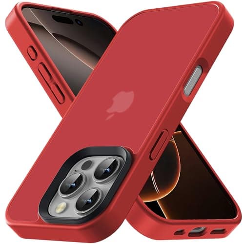 Yriklso for iPhone 16 Pro Max Phone Case, Shockproof for iPhone 16 Pro Max Case, Military Grade Drop Protection, Protective Hard Back Slim Translucent Cover,Red - Image 1