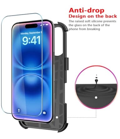Diverbox for iPhone 16 Case [Shockproof] [Dropproof] [Tempered Glass Screen Protector + Camera Protectors] Heavy Duty Protection Phone Case Cover for Apple iPhone 16 (Black) - Image 6