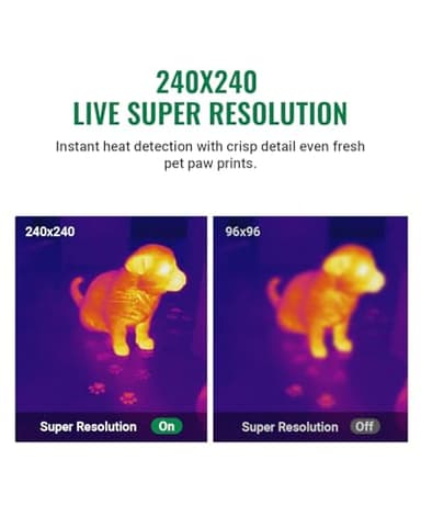 HP96 Thermal Imaging Camera,3.5" Touch Screen Thermal Camera with Visual Camera, 240 x 240 Super Resolution, Intelligent Scene Detection, 96 x 96 IR Resolution, 25 Hz Video Recording, -4°F to 662°F - Image 7