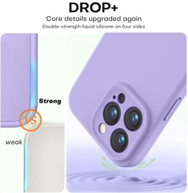 Vooii Compatible with iPhone 16 Pro Max Case, Liquid Silicone Upgrade [Camera Protection] [Soft Anti-Scratch Microfiber Lining] Shockproof Phone Case for iPhone 16 Pro Max 6.9 inch - Light Purple - Image 4