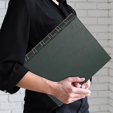LETVPVOW Vintage Hardback 3 Ring Binder 1 Inch, Professional Leather Binder 3 Ring, Three Ring Binders Fits 8.5" x 11", D Ring Binders for Photo Album, Home, School and Office Supplies- Dark Green - Image 6